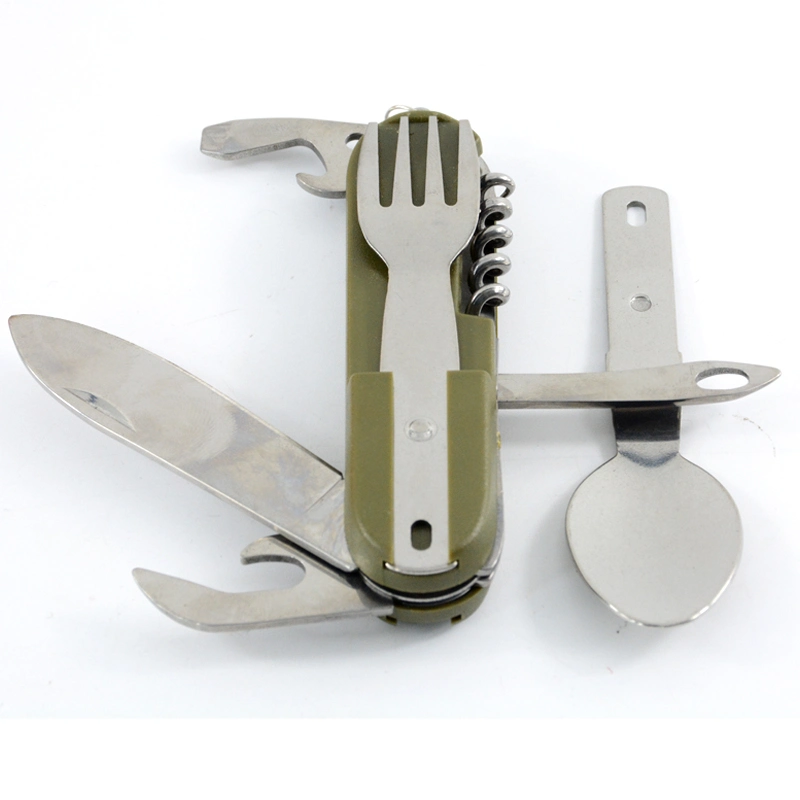 Outdoor Multifunctional Tableware Portable Folding Stainless Steel Camping Cutlery
