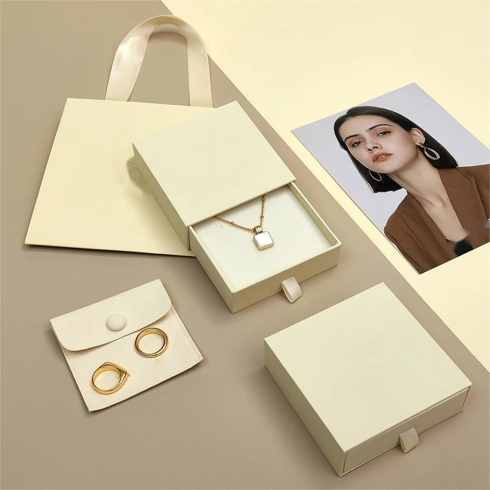 Custom Cardboard Jewelry Gift Bag Slide Drawer Box for Necklace Packaging