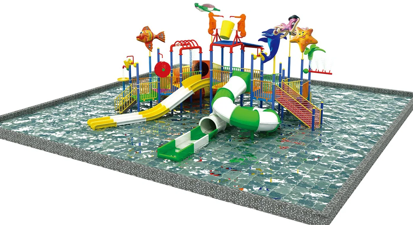 Parque acuático Cartoon para niños Slide Amusement Playground al aire libre