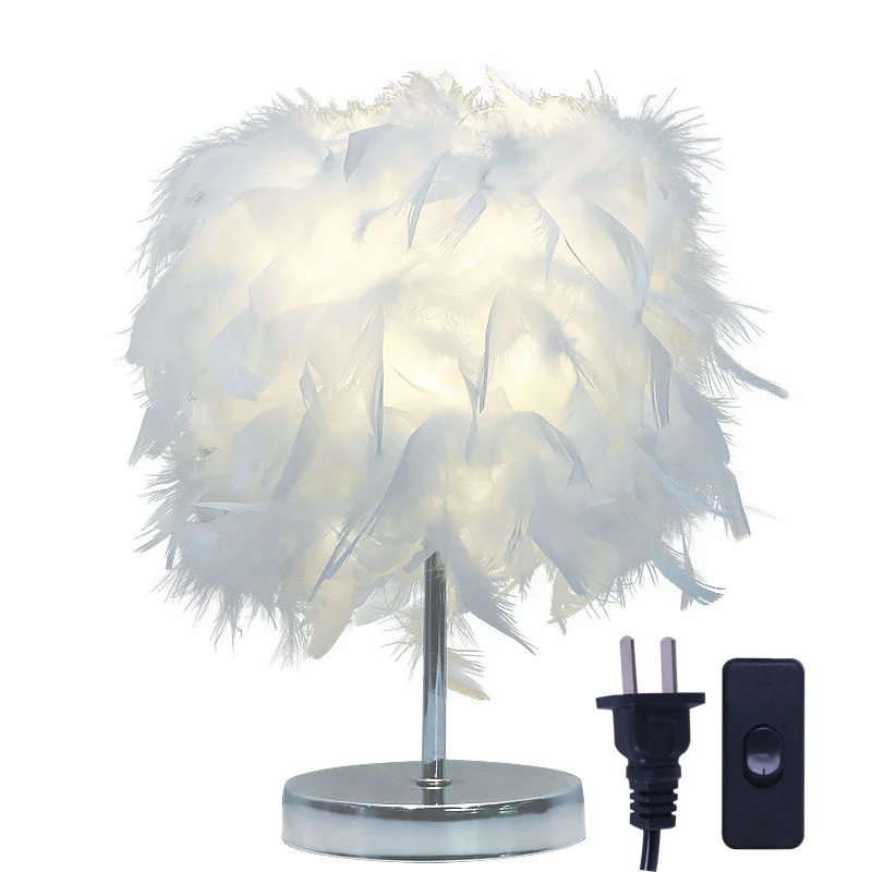 Best Selling Gift European Decoration Feather Indoor Modern Bedroom LED Table Lamp