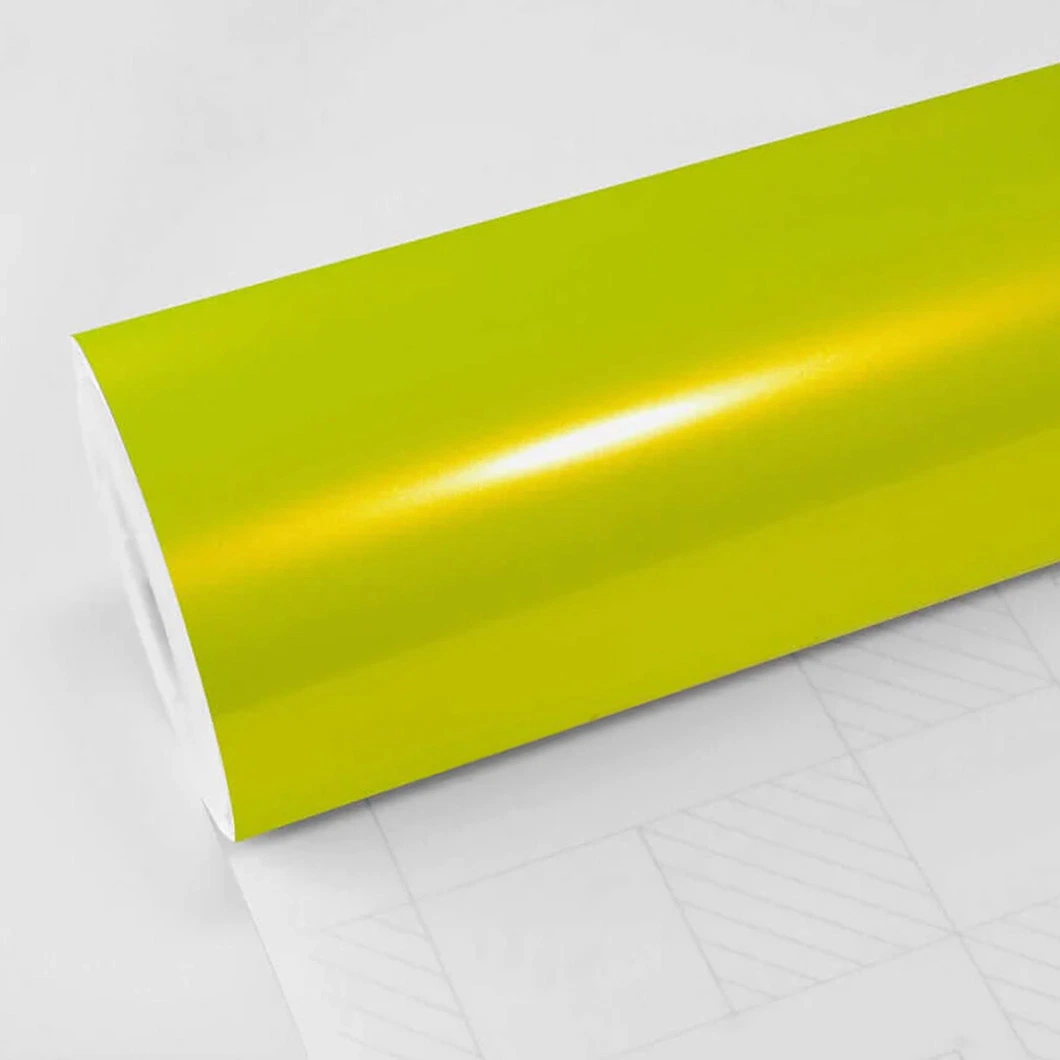 Película de vinil brilhante ácido de PVC para automóvel Beikaer cor lima Autocolante de vinil para automóvel em mudança