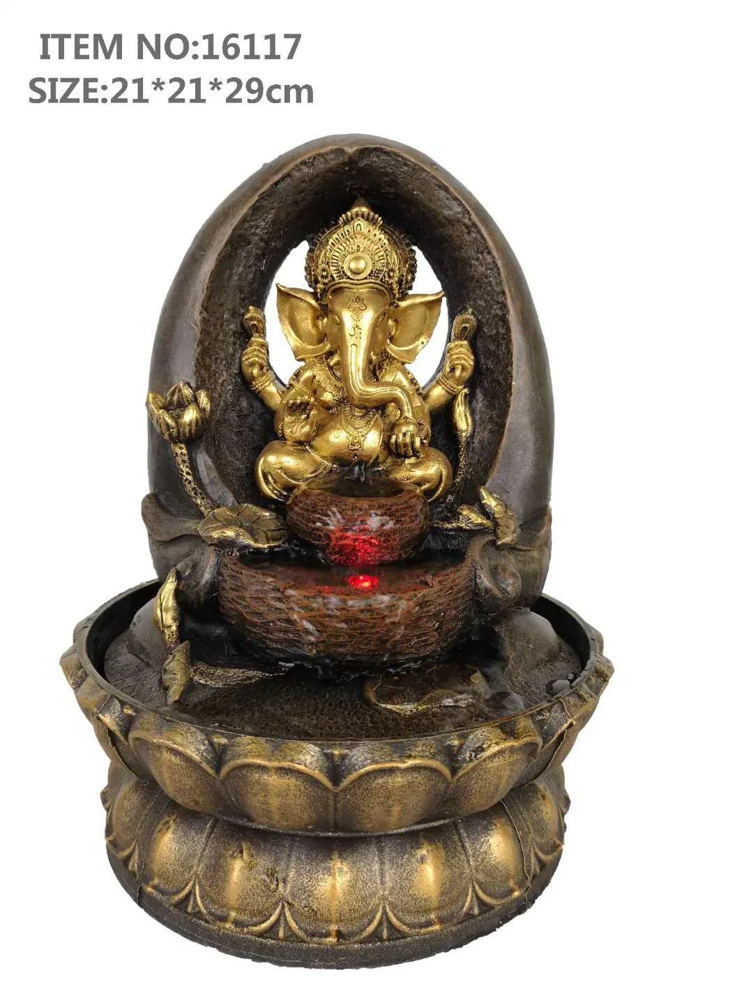 Resin Ganesh Fountain Buddha Decorative Flowing Water Crafts Gift Factory Direct Sale