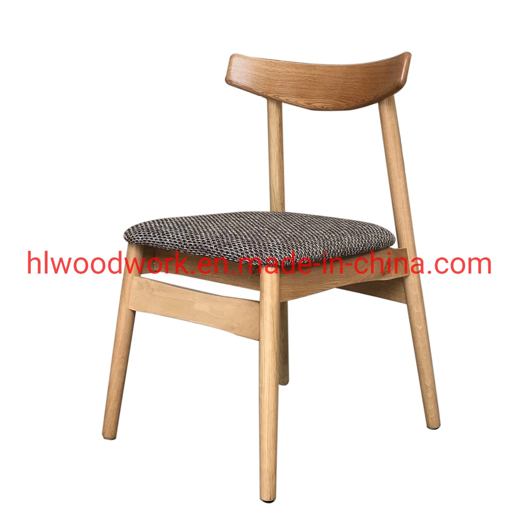 Dining Chair Oak Wood Frame Natural Color Fabric Cushion Brown Color K Style Wooden Chair Furniture Living Room Furniture