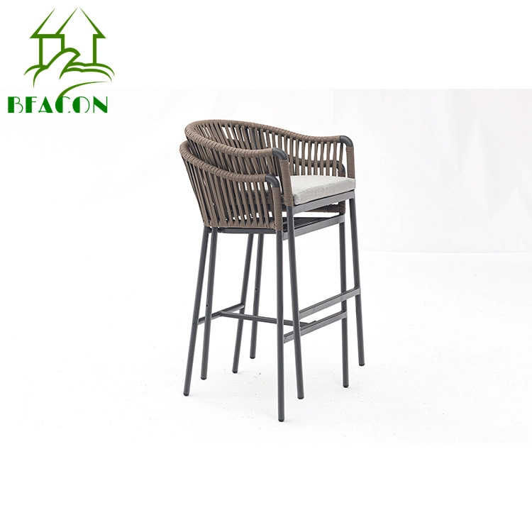 New Arrival Morden Aluminium Garden Dining Set High Quality Aluminium Table Outdoor Chairs Polyester Rope Woven Outdoor Chair