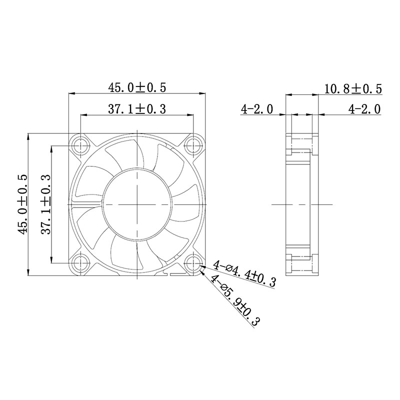 Yccfan Axial ventiladores fabricante ventilador CC 45 * 45 * 10mm ventilador de arrefecimento 5V