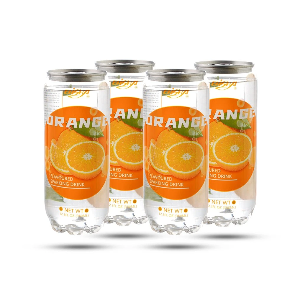 OEM- Pet Thin Bottle 350ml Fresh Orange Fruit Flavor with Bubbles Transparent Carbonated Beverage