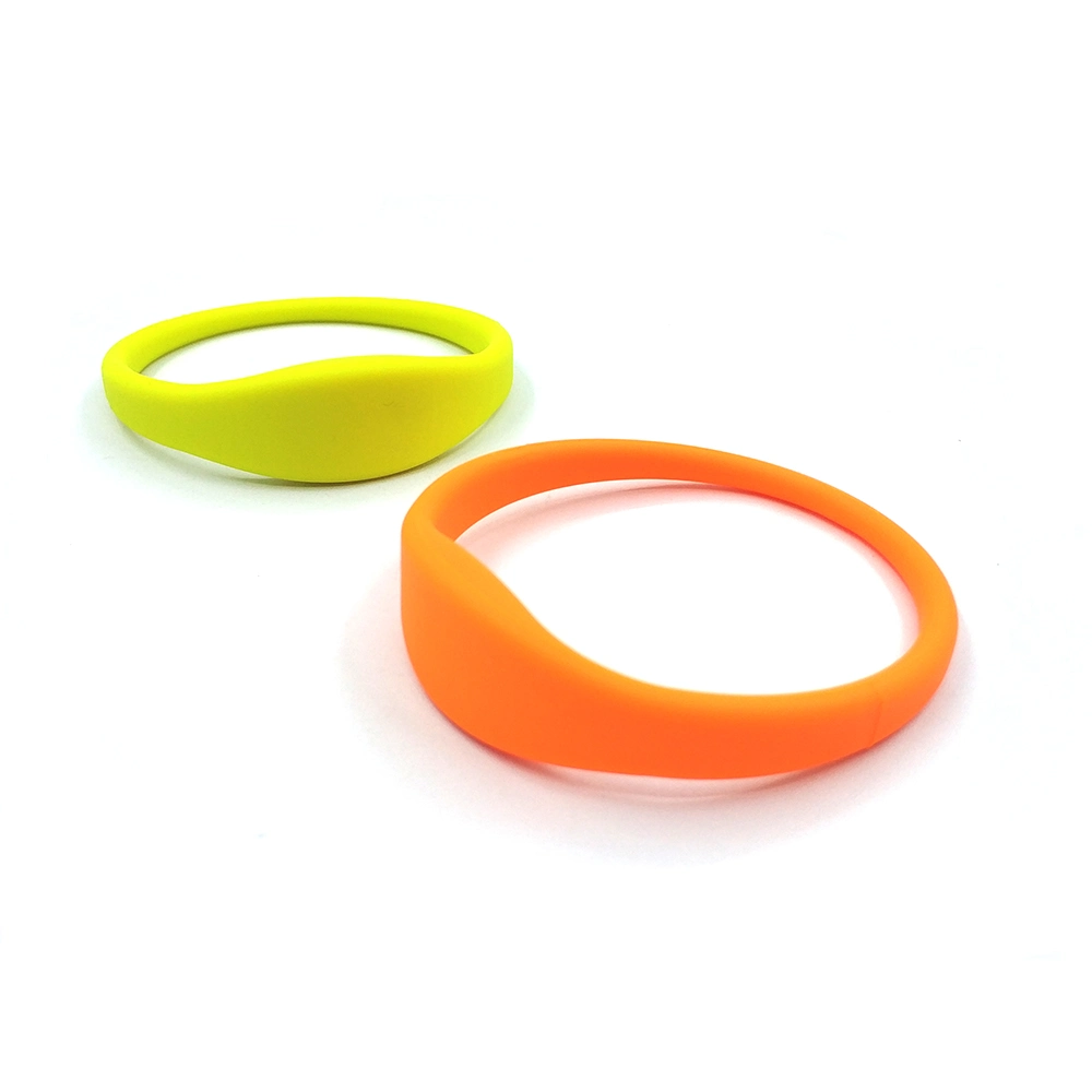 Échantillon gratuit, RFID HF N-Tag213 Bracelet Bracelet en silicone/NFC - Bracelet - Jaune + Orange