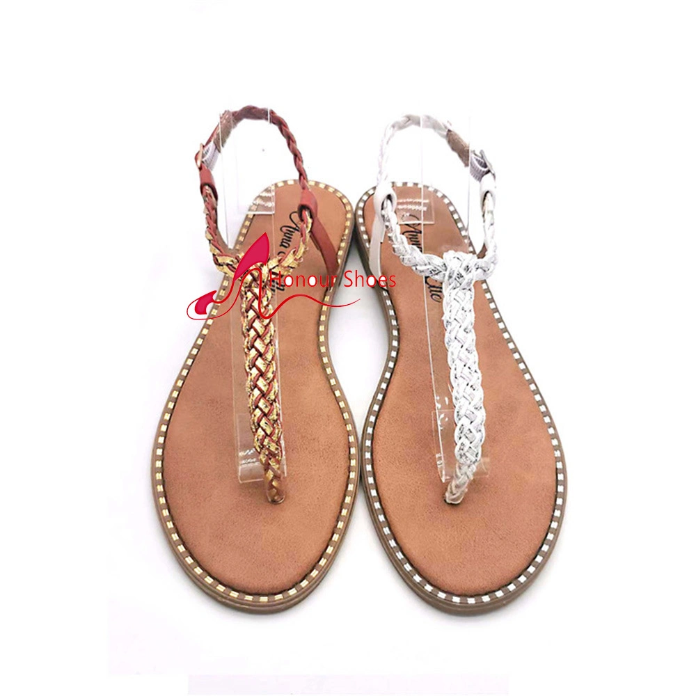 Lace up Sandals, PU Woven Shoes, Flat Heels, Women's Herringbone Flat Shoes