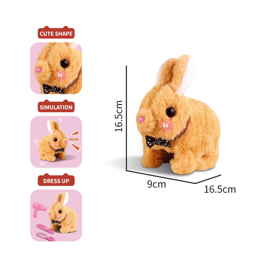 Plush Toy Rabbits Carrot Walking Simulates Sound Feeding Pet Soft Toy Rabbits with Portable Cage Entertainment Toys