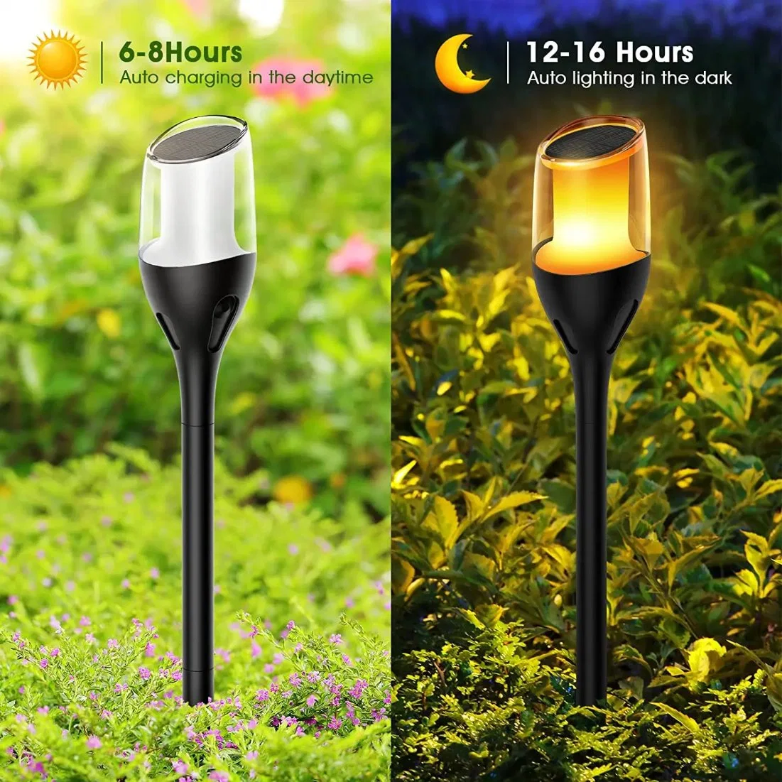 Hot Selling Modern Design LED Solar Flame Rechargeable Garden Waterproof Outdoor Light