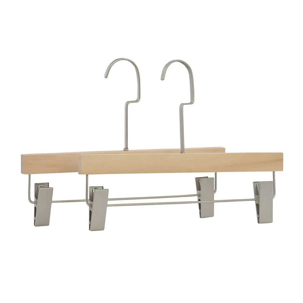 Factory Shop Display Luxury Wooden Pants with Golden Clamps Hanger