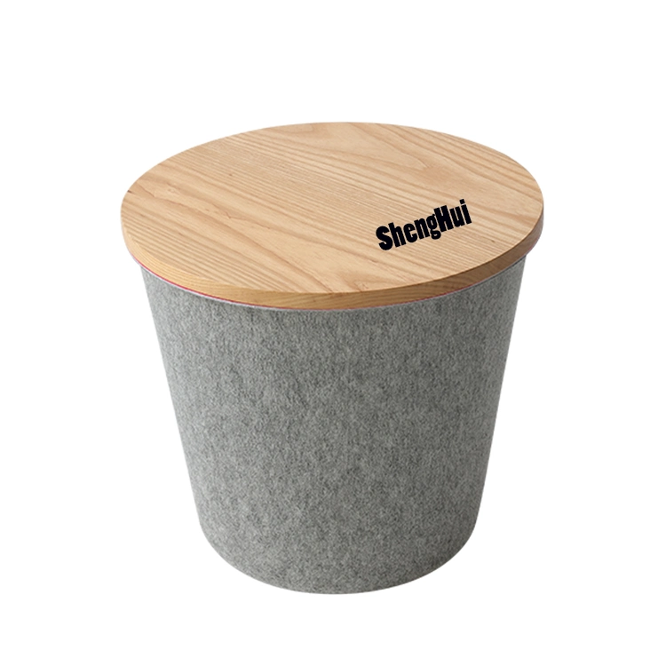 Durable Thermoformed Pet Felt Storage Bin with Wooden Cover