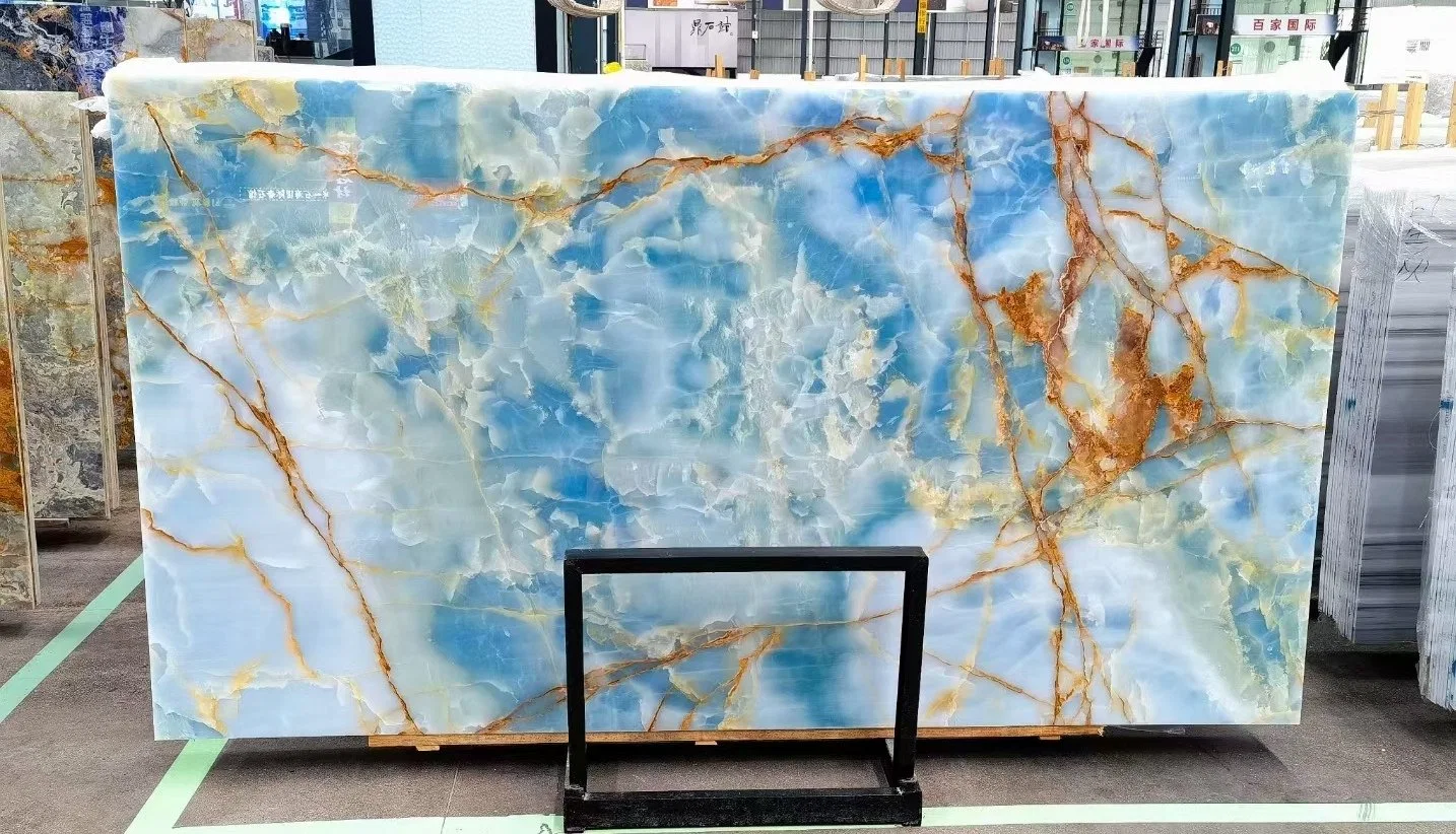 Blue Onxy Marble Slab for Building Step and Wall Decoration