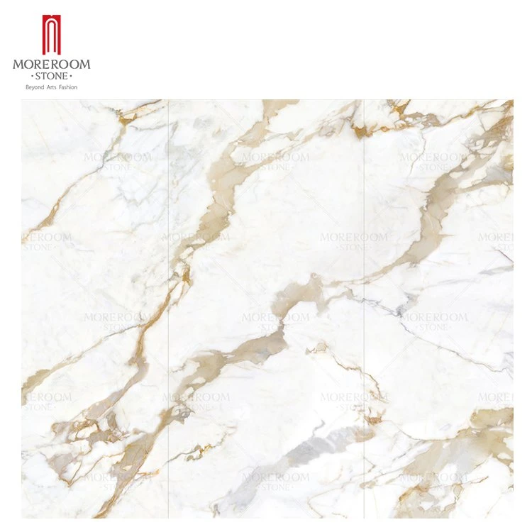 Luxury Calacatta White Gold Large Format Porcelain Marble Look Floor Big Size Ceramic Wall Floor Tile Sintered Stone