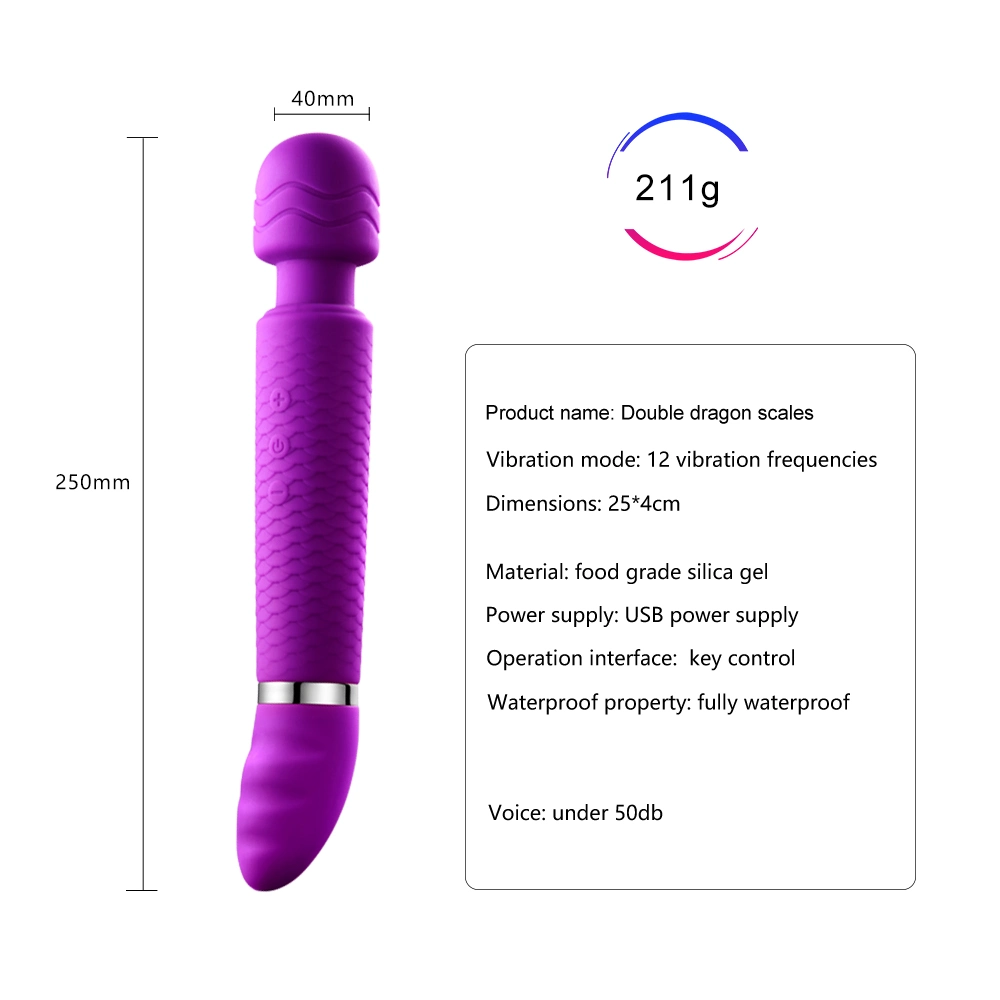 Powerful Dual Motor Rechargeable Wand Massager with 12 Modes - Adult Sex Toy for Women