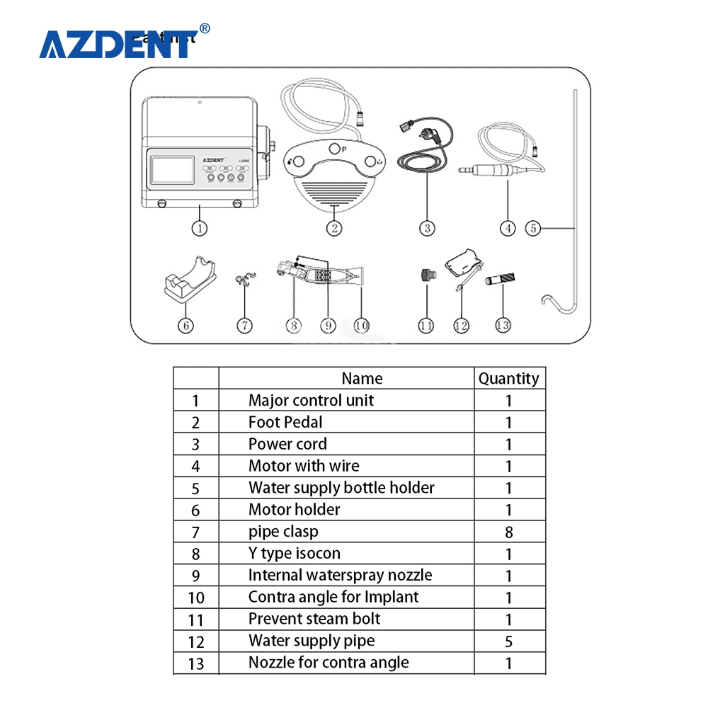 High Performance Azdent 40000rpm Electric Dental Implant Motor System