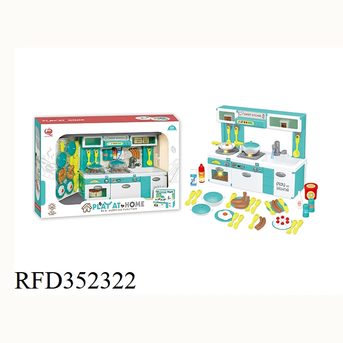 Cozinha conjunto Toy Kids cozinhar alimentos com água Sound e. Luz