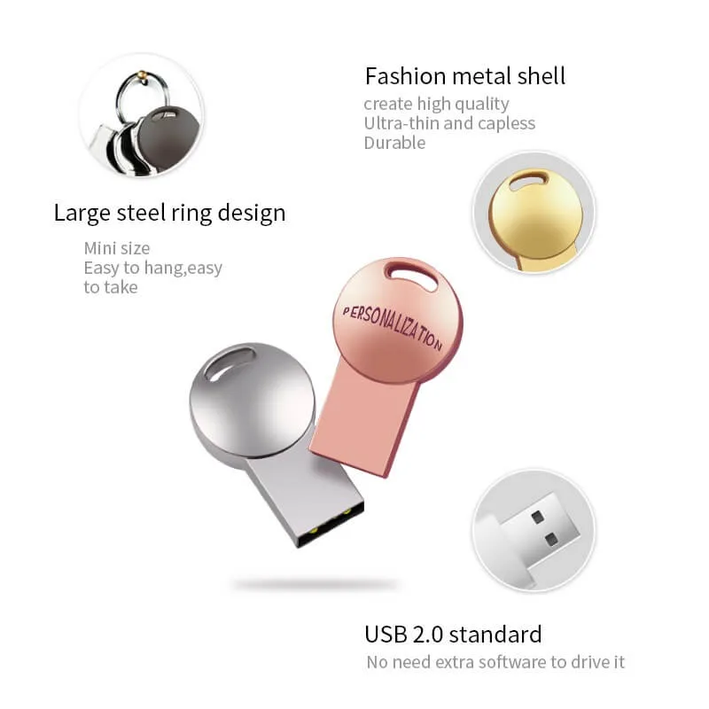 New Super Tiny Mini Metal USB Flash Drive 2.0 2GB~128GB Memory Stick