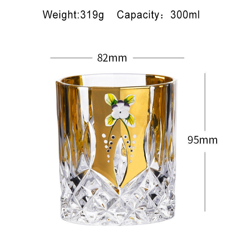 Luxury High quality/High cost performance Glass Wine Decanter Modern Glassware Enamel Flower Whiskey Glass and Bottle Set