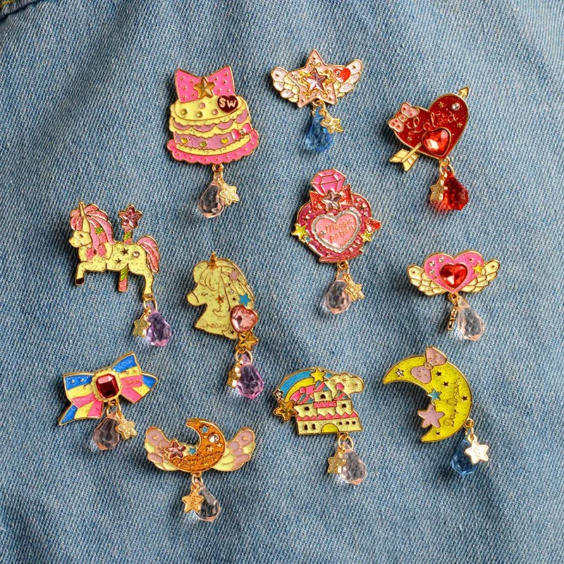 Логотип на заказ Rainbow Creative Heart Yeh Finger PIN Brooch Metal Значки бейдж Denim Эмаль Лапель Ювелирные украшения подарок