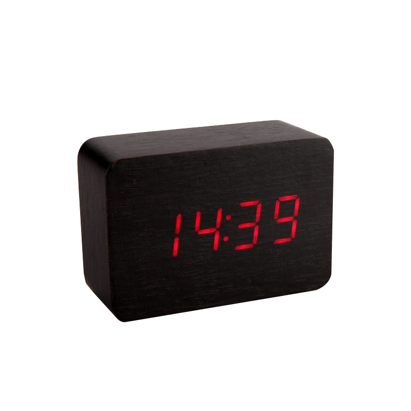 Цифровые часы электронные древесины малые сигнала USB деревянные будильник