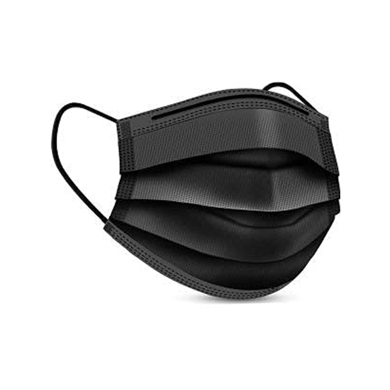 3 Ply Face Mask Black Color Disposable Protective Mask Earloop Non Woven Civil and Face Mask