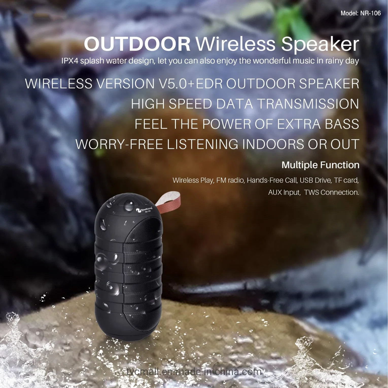 Bluetooth Wireless Speaker Portable Cycling Mini Waterproof Speaker Sound Box - Black