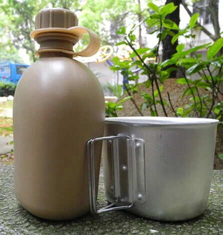 Army Canteen Set Flask for Drinking Water, Outdoor Military Kettle Water Bottle