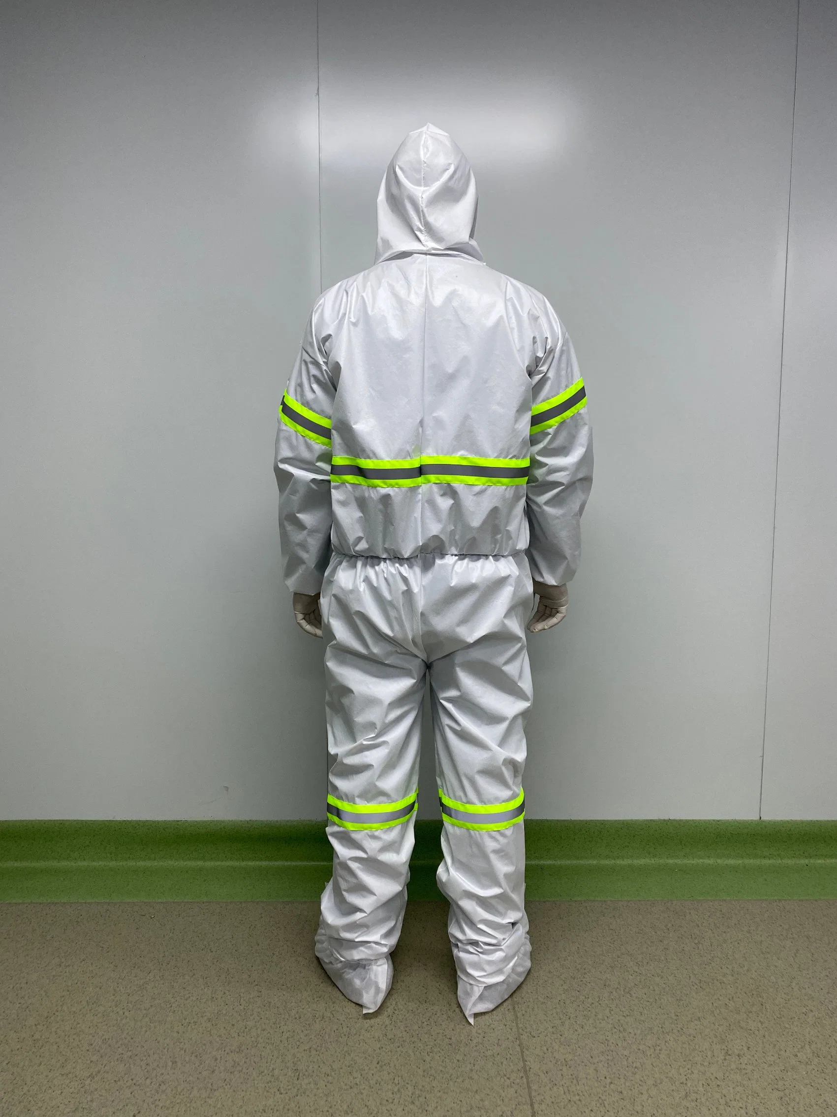 Customized New Product Disposable One-Piece Nonwoven Microporous/SMS Reflective Work Clothes