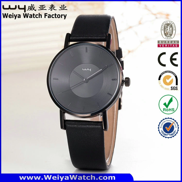 Casual Custom Service Leather Strap Quartz Ladies Wrist Watch (Wy-105A)