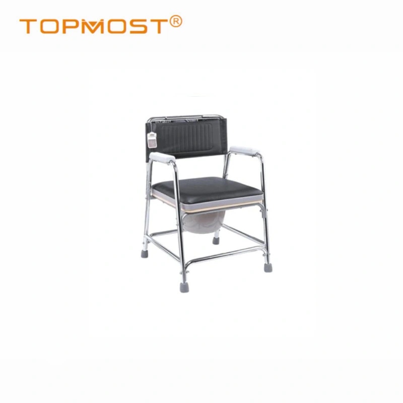 Rehabilitation Medical Equipment Steel Folding Commode Chair with Commode Bathroom