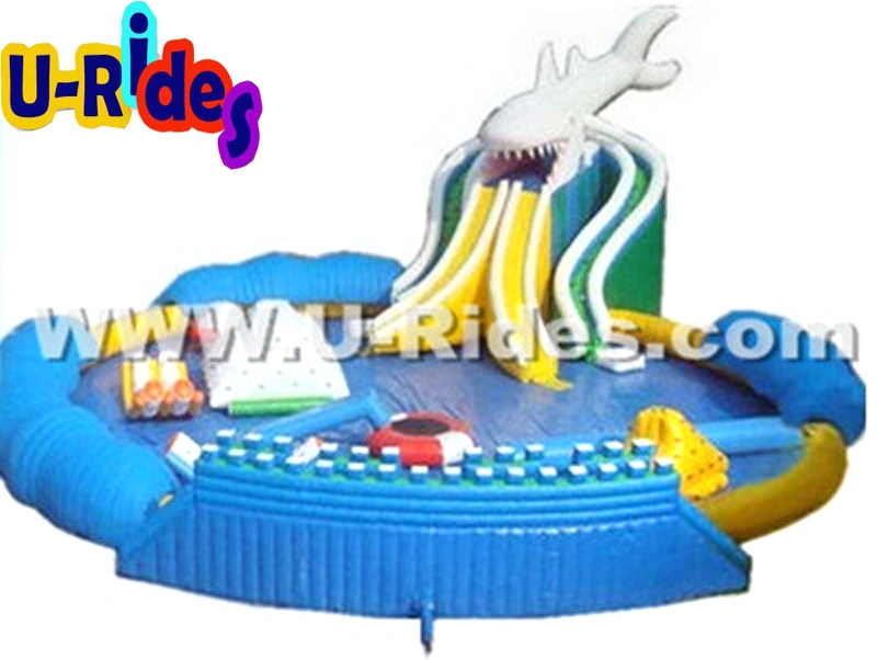 Shark Theme Mobile Inflatable Water Park in Outdoor