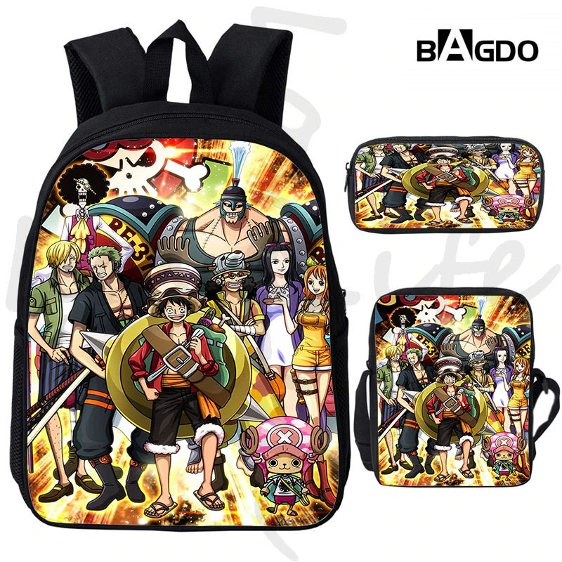 Conjunto de 3 mochilas escolares con personajes de dibujos animados lindos impresos en 3D