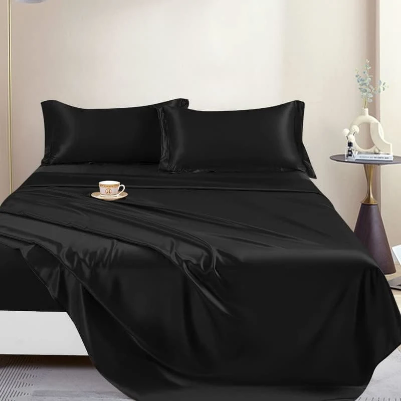 Home Textile Silk Fabric Bedding Duvet Quilt Comforter Sets Bedsheets Silk Pillowcase Bedding Set