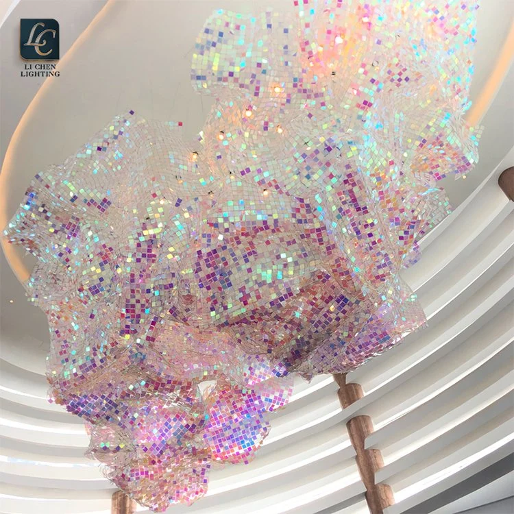 La decoración de interiores de gran tamaño personalizable de araña de cristal de arte de la luz colgante