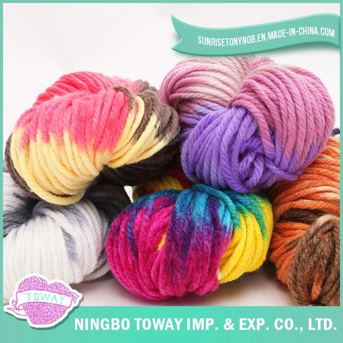 Chunky Rainbow Dyed Weaving Hand Knitting Polyester Acrylic Yarn (T008)