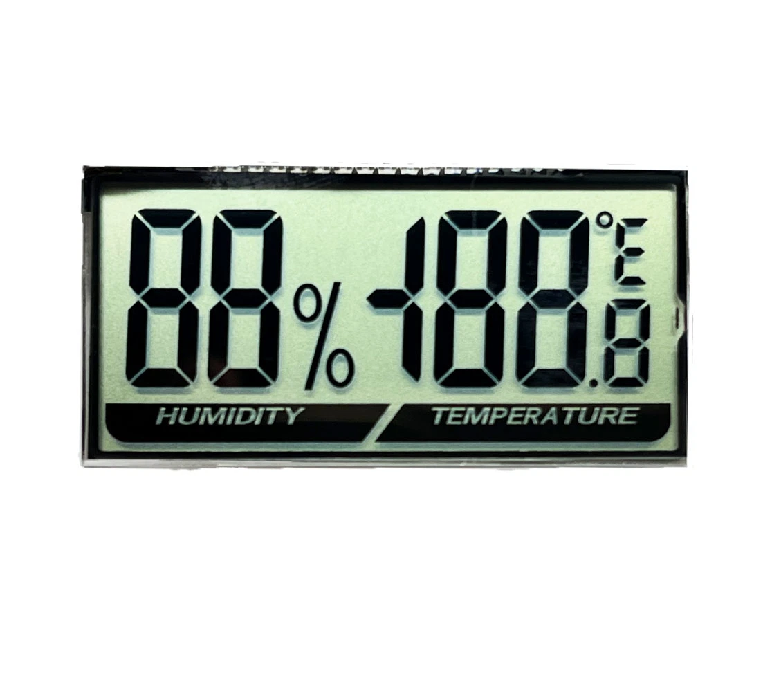 Visor LCD monocromático de segmento TN pequeno de 16 pinos para temperatura E umidade