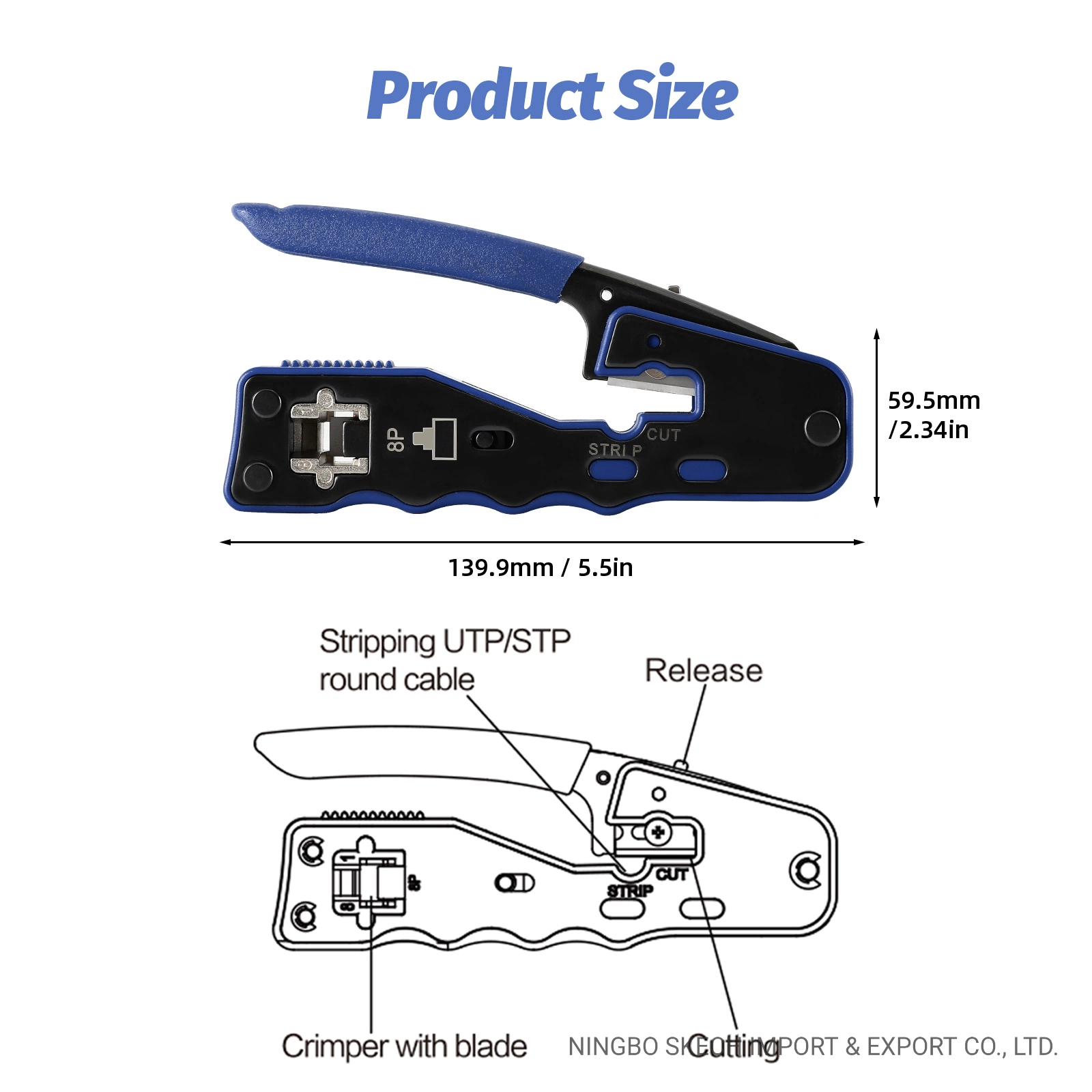 RJ45 Pass Through Crimping Tool Ethernet Crimper Pass-Thru Network Modular Crimping Tool Ratcheting Wire Crimper Hand Cable Plier