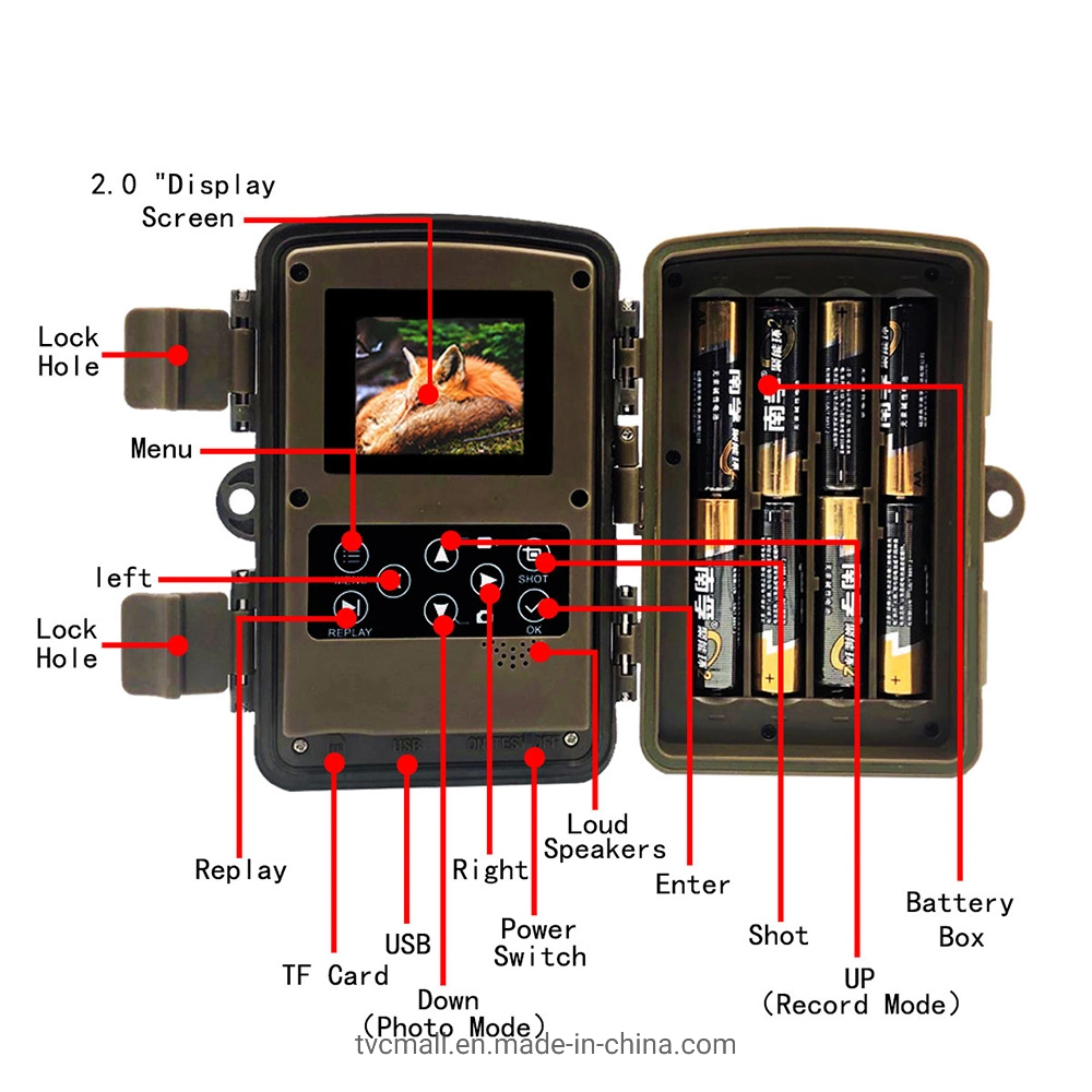 20MP 1080P Infrared PIR Night Vision Motion Activated 2.0 Inch LCD Trail Camera for Hunting