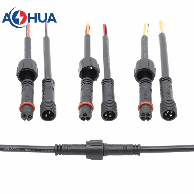 Aohua Waterproof Wire Connector M10 Mini Od 10mm Male Female Connector with 1pin 2pin 3pin 4pin for Indoor Plant Grow Light