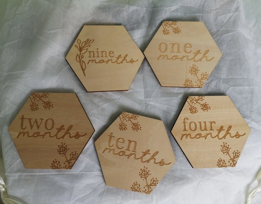 Hexagon Wooden Baby Milestone Cards