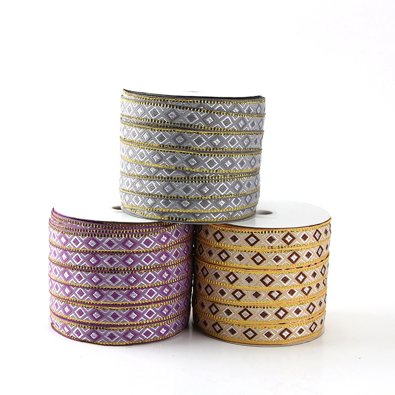 Custom Vintage géométrique en zigzag Broderies ethniques Garniture de ruban Jacquard tissés pour la couture de l'artisanat