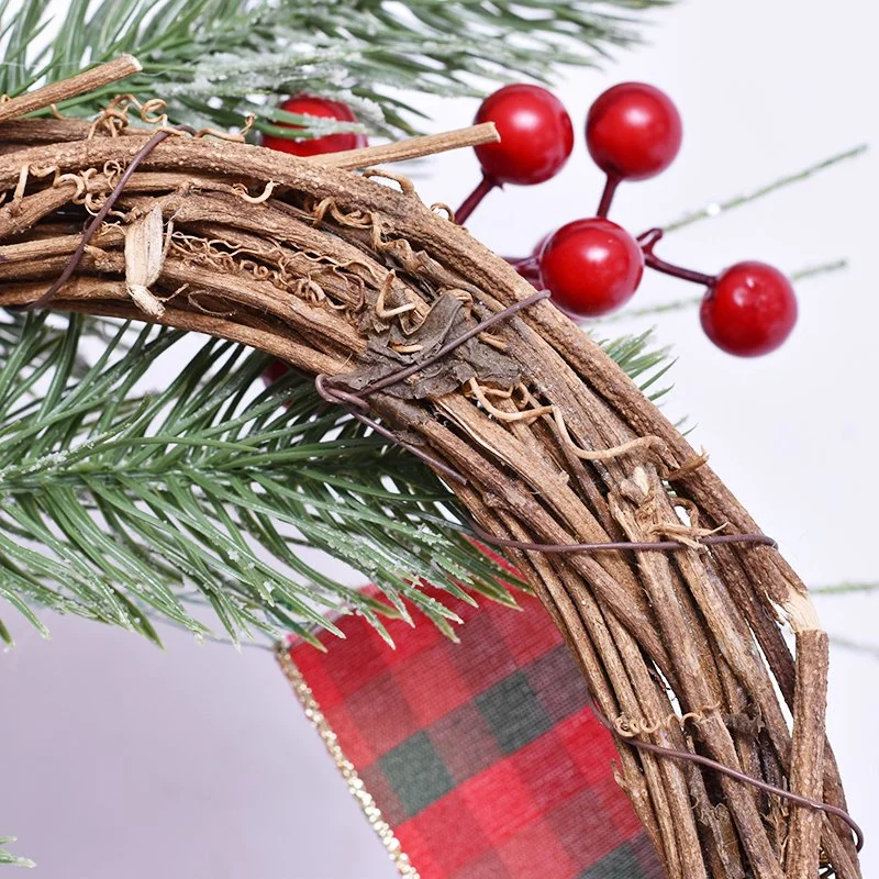 30cm Decorative Christmas Wreath with Red Berries and Pinecone Mixed