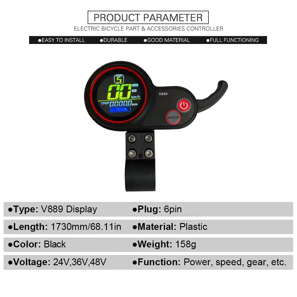 36V/48V 15A Controller Ebike Accessories V889 Display for Mountain Ebike