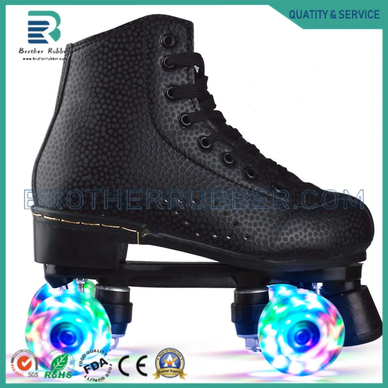 PU Leather 4 Wheels High-Top Roller Skate Shoes for Boys and Girls