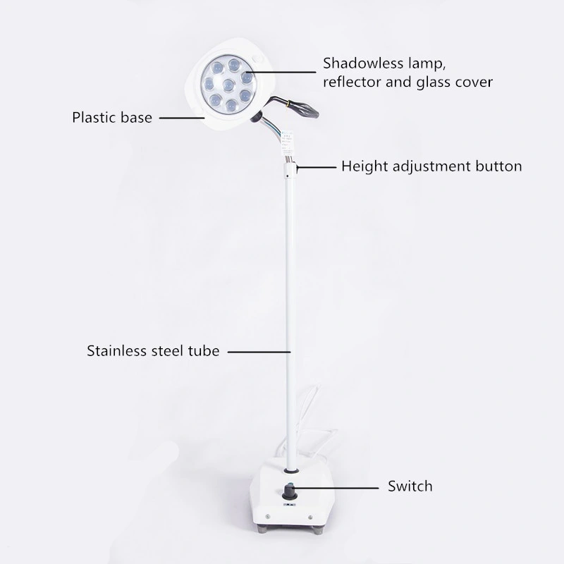 Snxin LED Lámpara quirúrgica 25W 12000Shadowless lux de luz de trabajo con ángulo ajustable a la cabeza de altura para el Hospital