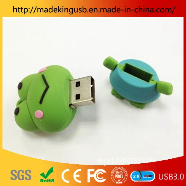 Commerce de gros Cartoon Frog Stick USB/petite grenouille caoutchouc mou USB Pen Drive