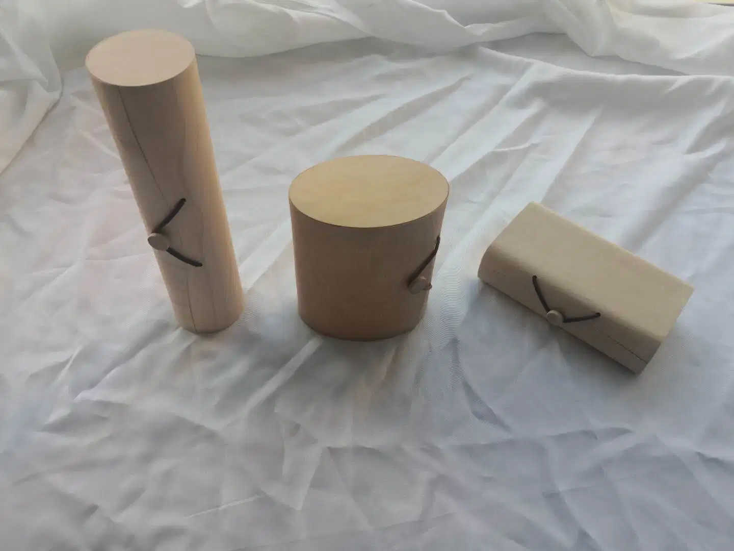 Round Tube Birch Veneer Soft Bark Wooden Packaging Box for Gift Wine Bottle