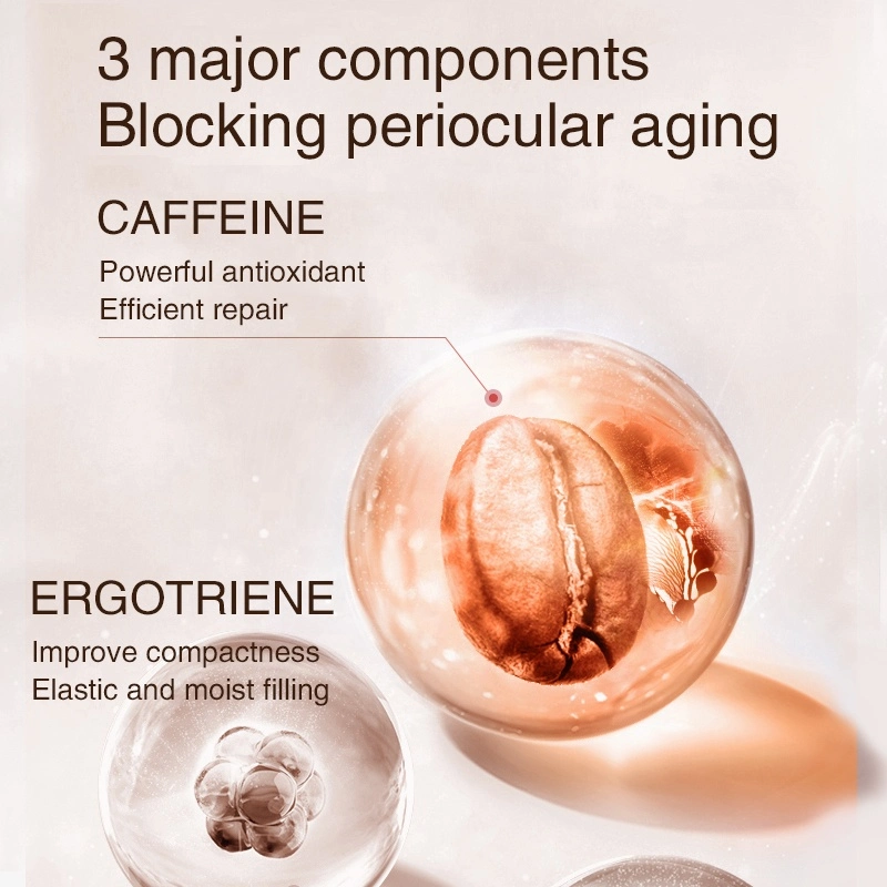 Private Label Coffee Eye Serum Facial Vitamin C Hyaluronic Acid Collagen Wrinkles Anti Aging Caffeine Eye Serum