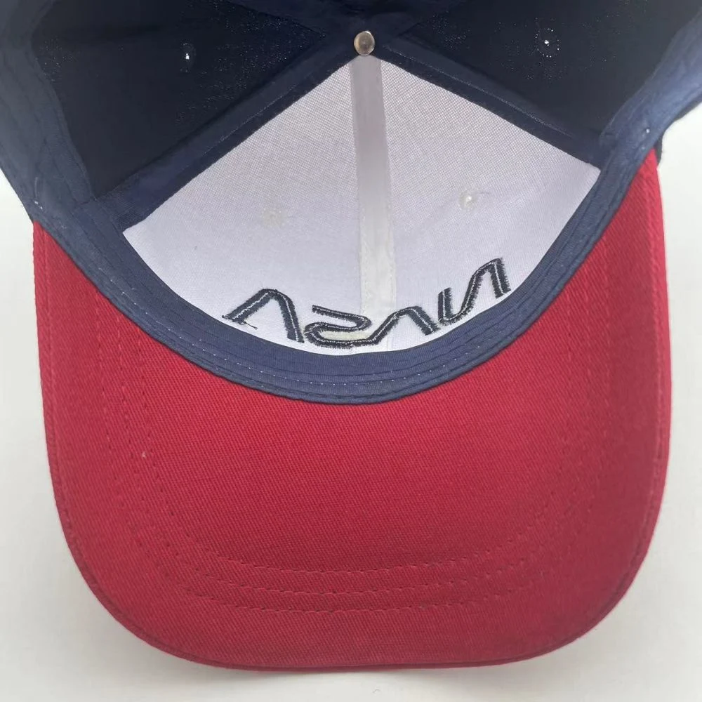 Adult Cotton Five Piece Flat Browed Baseball Cap with Embroidery Nasa Logo and Metal Button